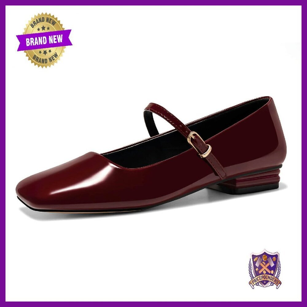 Women's Mary Jane Flats Square Toe Ballet Slip On Shoes Comfortable